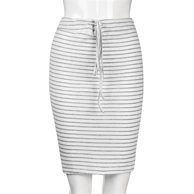 2019 pleated skirt Cotton striped elastic band skirt Women Sexy Stripe Skirt Summer Elastic Short Skirt faldas largas mujer R24 (4)
