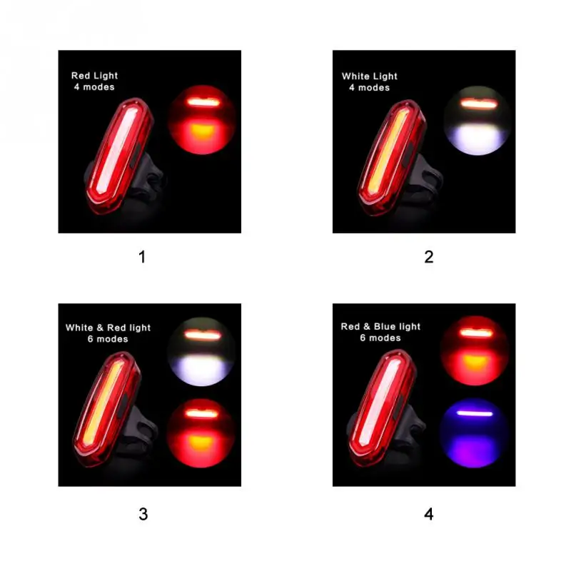 IPX 6 ПЕРЕЗАРЯЖАЕМЫЙ COB светодиодный USB задний светильник для горного велосипеда, задний светильник, Предупреждение о безопасности велосипедный задний светильник