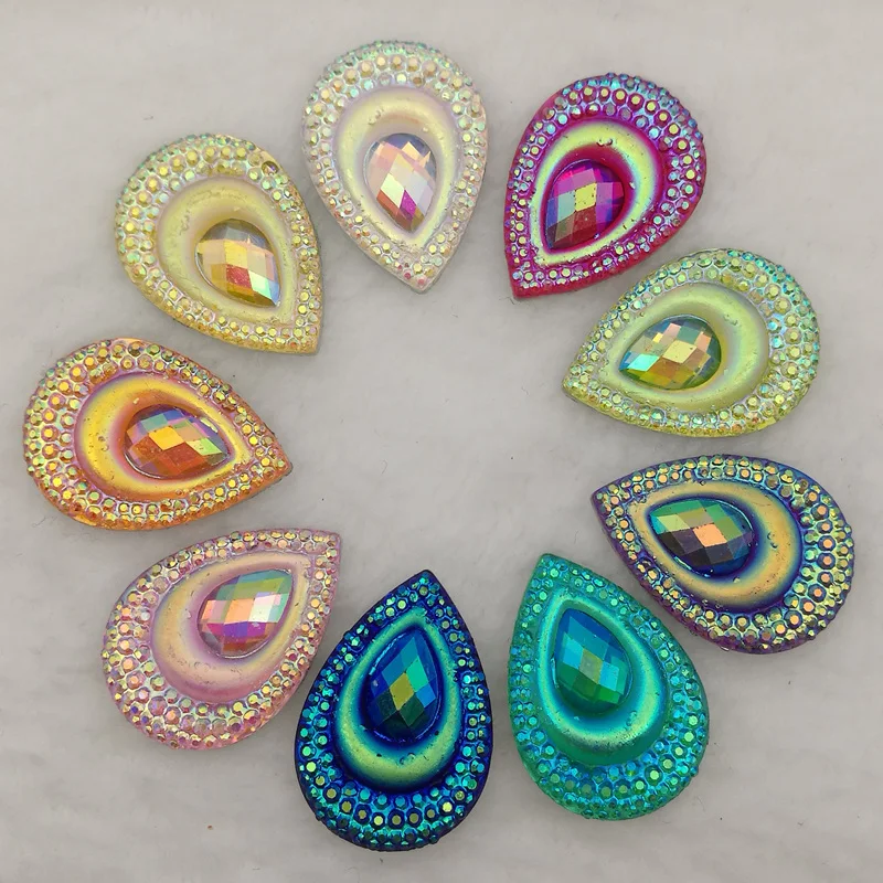

18 pieces/lot Size 18x25mm 9 colors Resin Cabochon Domes Flat back beads DIY Jewelry Finding Cameo Pendant Setting E2408