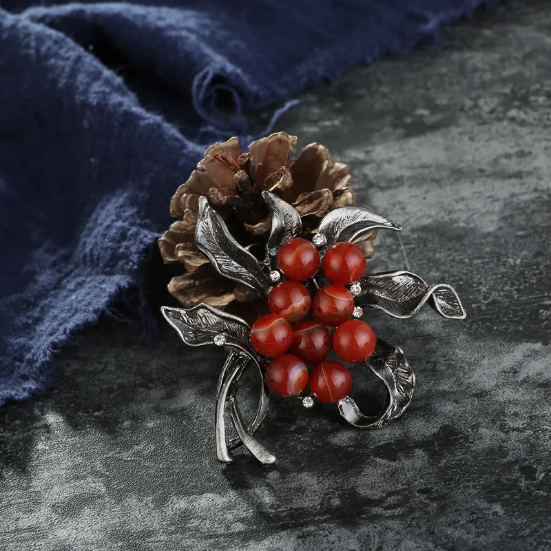 Trendy Plant Flower Branch Brooches For Women Crystal Rhinestone Vintage Brooch Pins Stone Decorative Party Christmas Jewelry