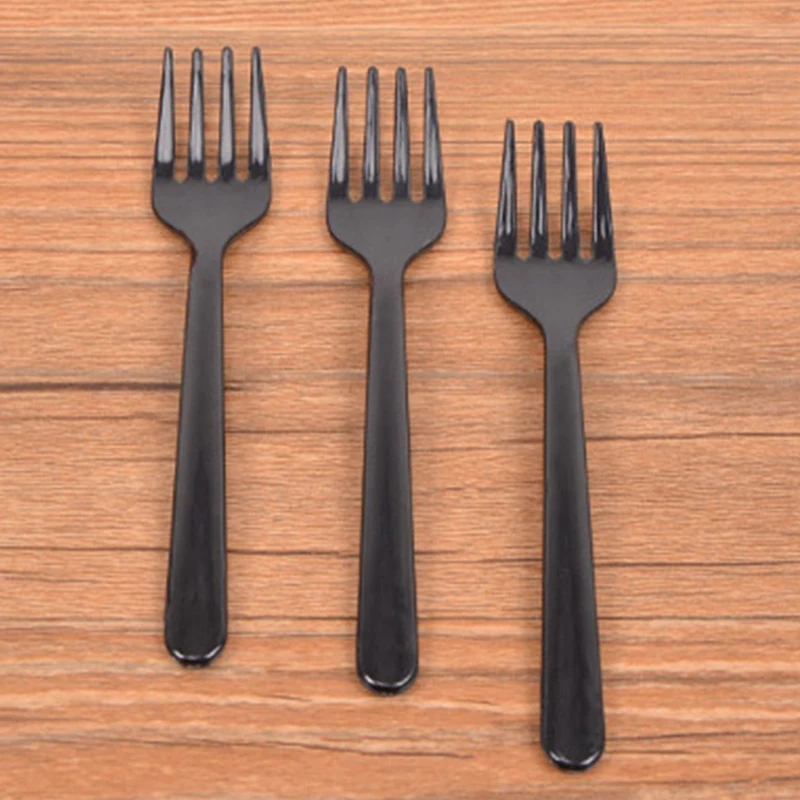 

95 PCS 4-tooth Long Handle Fork Reusable Plastic Forks Transparent Plastic Cake Fork