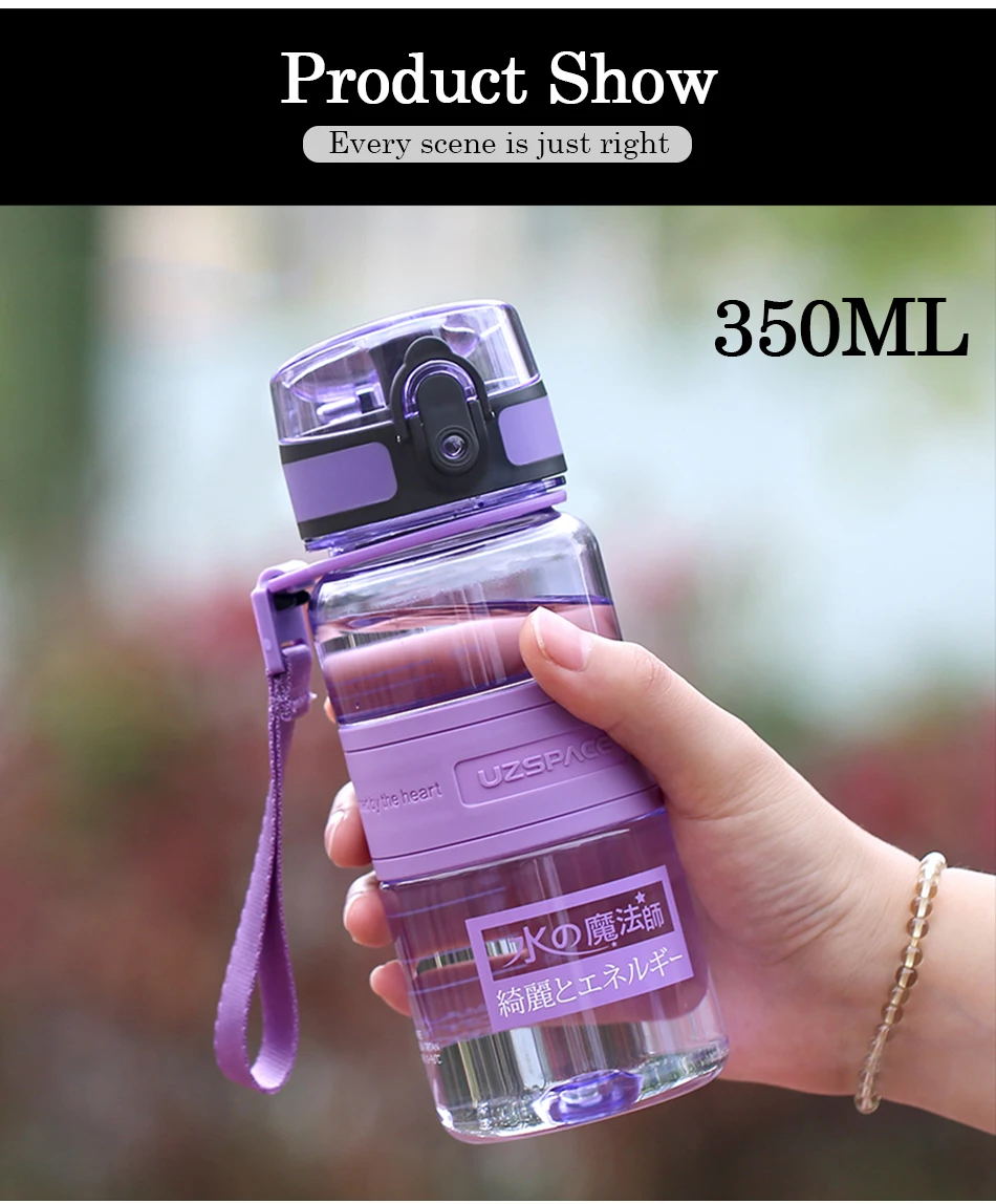 UZSPACE Water Bottles Fruit Tea Sport Portable LeakProof Shaker Tritan Plastic Drinkware 350ml500ml650ml BPA Free with Filter12