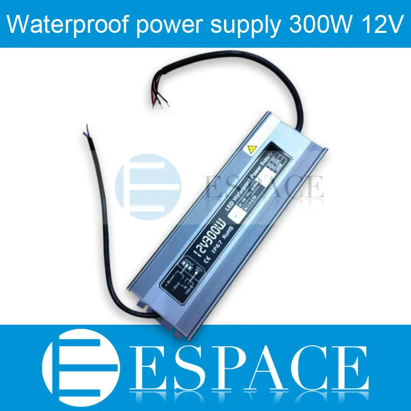 

10piece/lot IP67 12V 25A 300W AC100-240V Input Electronic Waterproof Led Power Supply/ Led Adapter 12V 300W free fedex