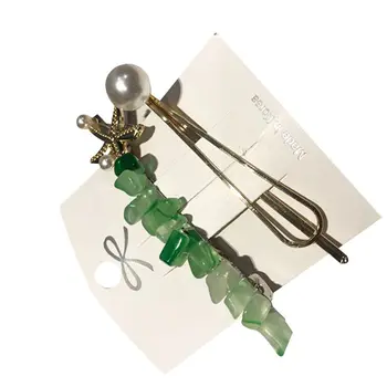 

Ocean Style Women Alloy Spring Hair Clip Candy Color Resin Stone Barrette Metal Starfish Imitation Pearl Jewelry Ponytail Clamp