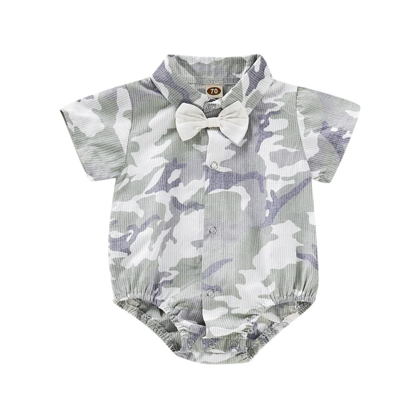 

Camouflage Print Baby Boy Bodysuit Cotton Short Sleeve Baby Climbing Suit Gentleman Newborn Boys Clothing Fashion