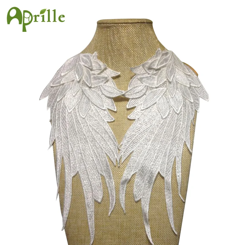 

1 pair 3d white wing embroidered patches for clothes sew on clothing stripes diy applique lace fabric sticker embroidery badges
