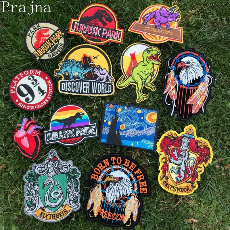 

Prajna Jacket Patch Star Wars Harry Stalker Cloth Metal Hufflepuff Patch jurassic Park Embroidered Iron On Patches For Clothing