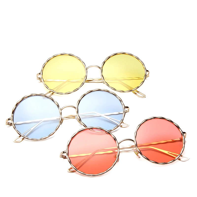 

2017 New Unique Twist Sunglasses Women Brand Designer Fashion Sun glasses Round Metal Fashion Glasses Female Summer