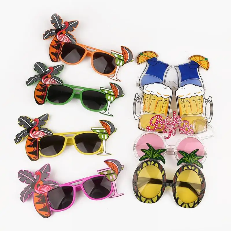 Гавайские пляжные Вечерние Розовые Вечерние Фламинго тропические украшения забавные очки солнцезащитные очки с дизайном «ананас» Летние Гавайские вечерние мероприятия