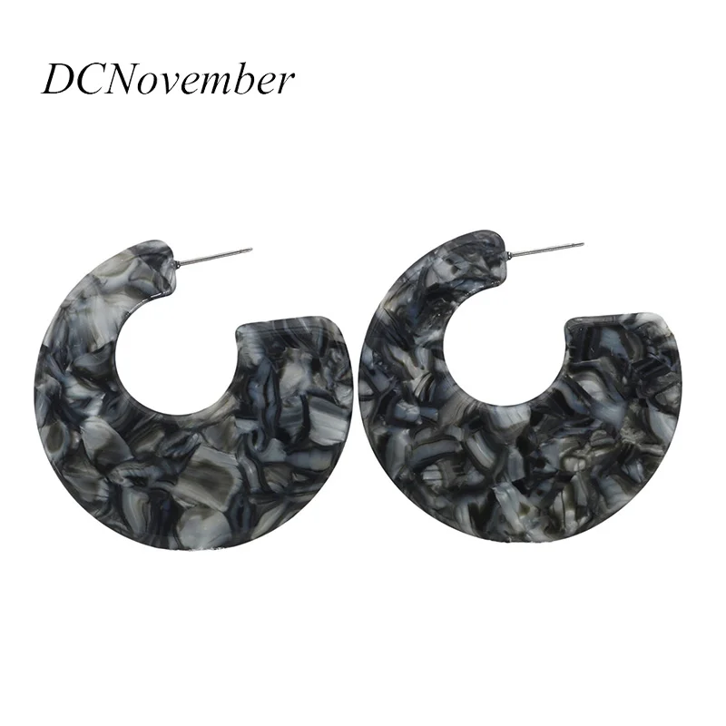 

Promotion Rushed Brinco Tortoiseshell Flat Semicircle Stud Earrings Colorful Resin Acetate Women