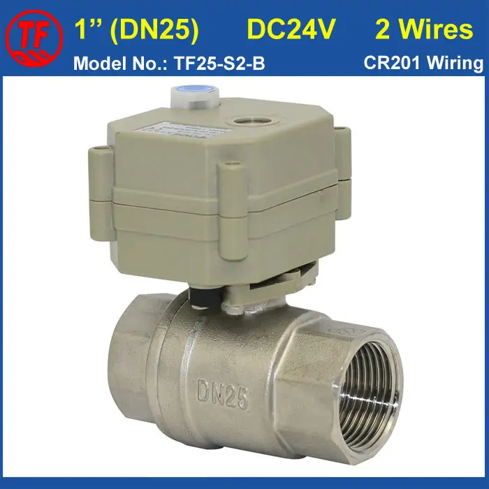 

TF25-S2-B 2 Wires Full Port 1'' (DN25) Stainless Steel Electric Ball Valve With Manual Override BSP/NPT Thread On/Off 5 Sec