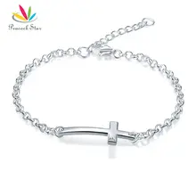 Павлин звезда Твердые стерлингового серебра 925 браслет Крест религиозный и свадебный классический подарок стиль CFB8007