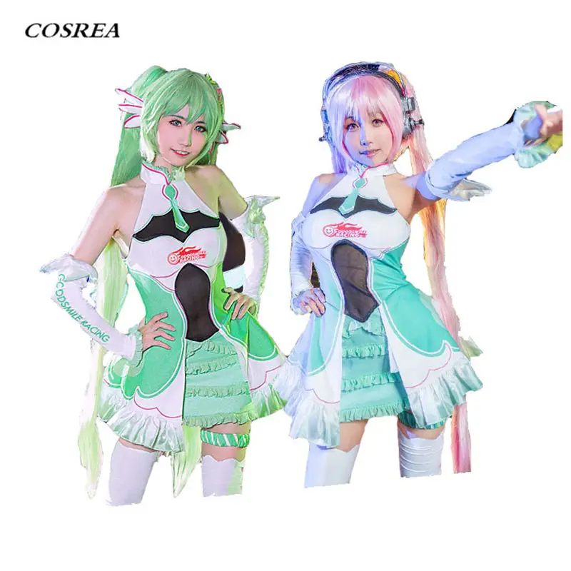 

COSREA VOCALOID Racing Miku Cosplay Costume Fancy Sexy Lovely Suit Dress Costumes Halloween Party For Girl Woman
