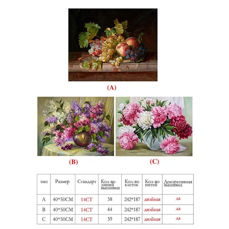 Вышивка Meian 40x50 см вышивка фруктами своими руками крестиком наборы 14 каратная для