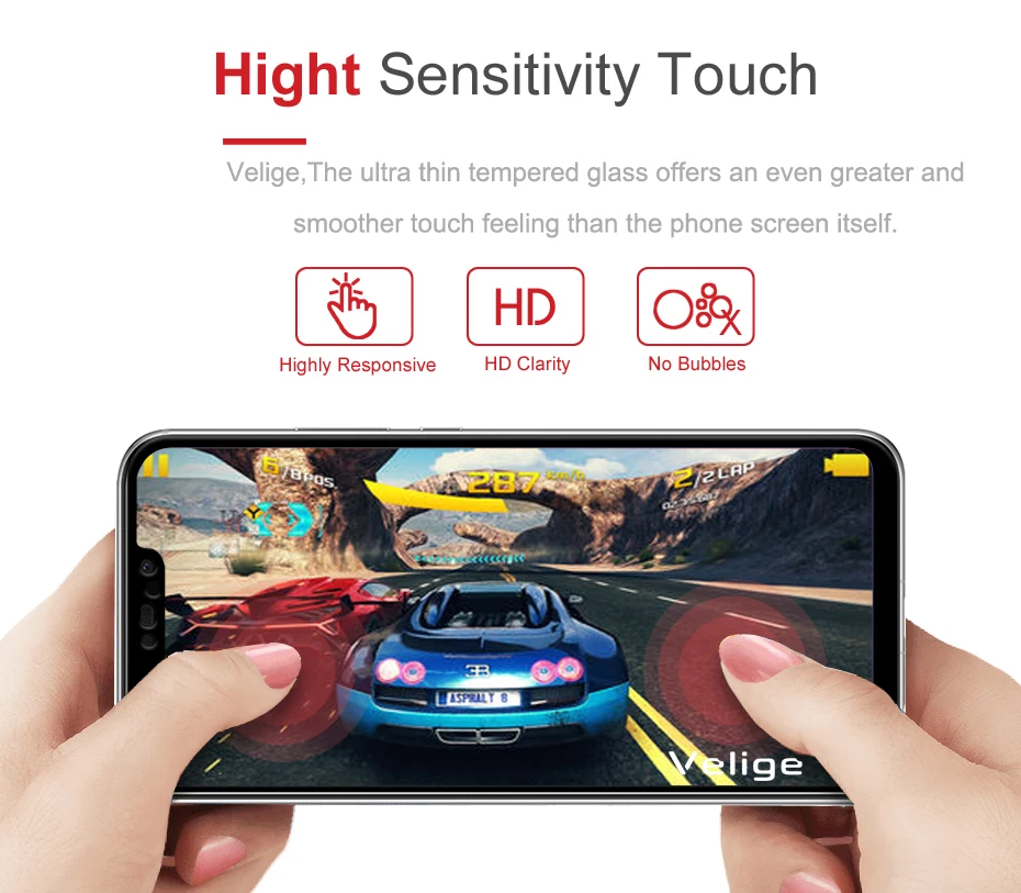 2 Pack Velige Screen Protector For Huawei Nova 3 3i Nova3 i Tempered Glass Full Cover 9H HD Clarity Safety Glass Film (3)