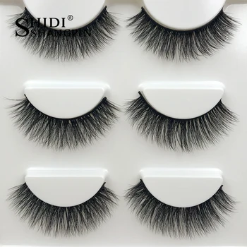 

new 3 pairs long false eyelashes natural 3d mink lashes makeup hand made strip fake eyelash extension volume mink eyelashes #X25