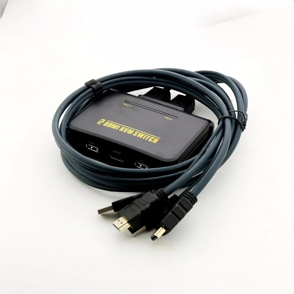  1pcs 120cm 2 Port Dual-Port USB 2.0 HDMI KVM Switch Switcher With Cable For Dual Monitor Keyboard M