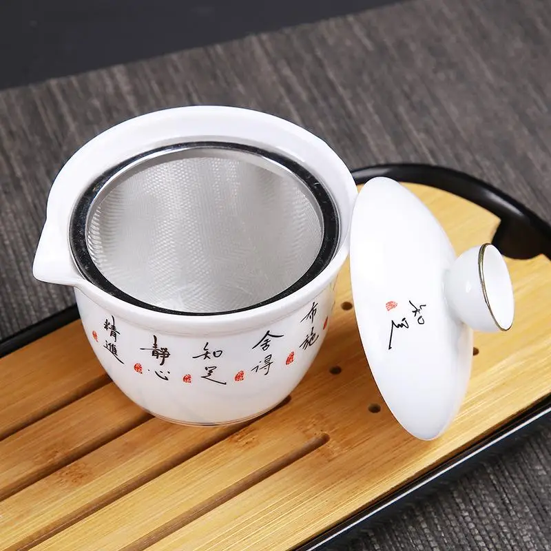  Chinese Kung Fu Teaware Sets With Metal Filter Portable Travel Tea Set Ceramic Teapot Teaset Gaiwan