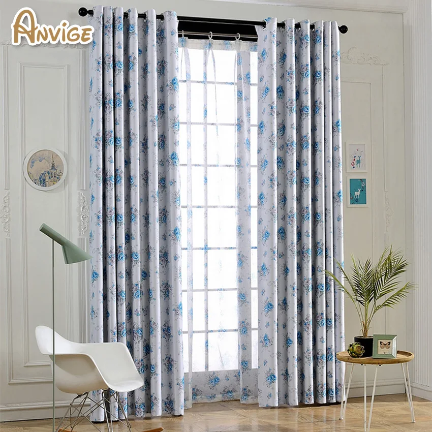 Polyester Printing Half Blackout Curtains For Bedroom Customize Curtain
