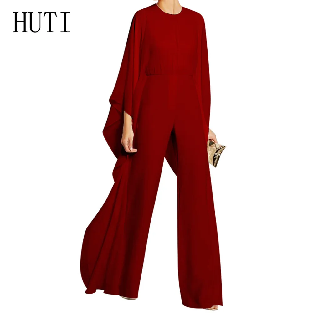 

HUTI Rompers Womens Jumpsuits Sexy O Neck Sheer Mesh Chiffon Patchwork Elegant Office Work Overalls Lady Fashion Playsuits