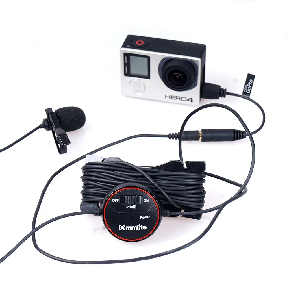 Универсальный конденсаторный микрофон Commlite для GoPro HERO3 3 + 4 Wind Muf регулируемый с