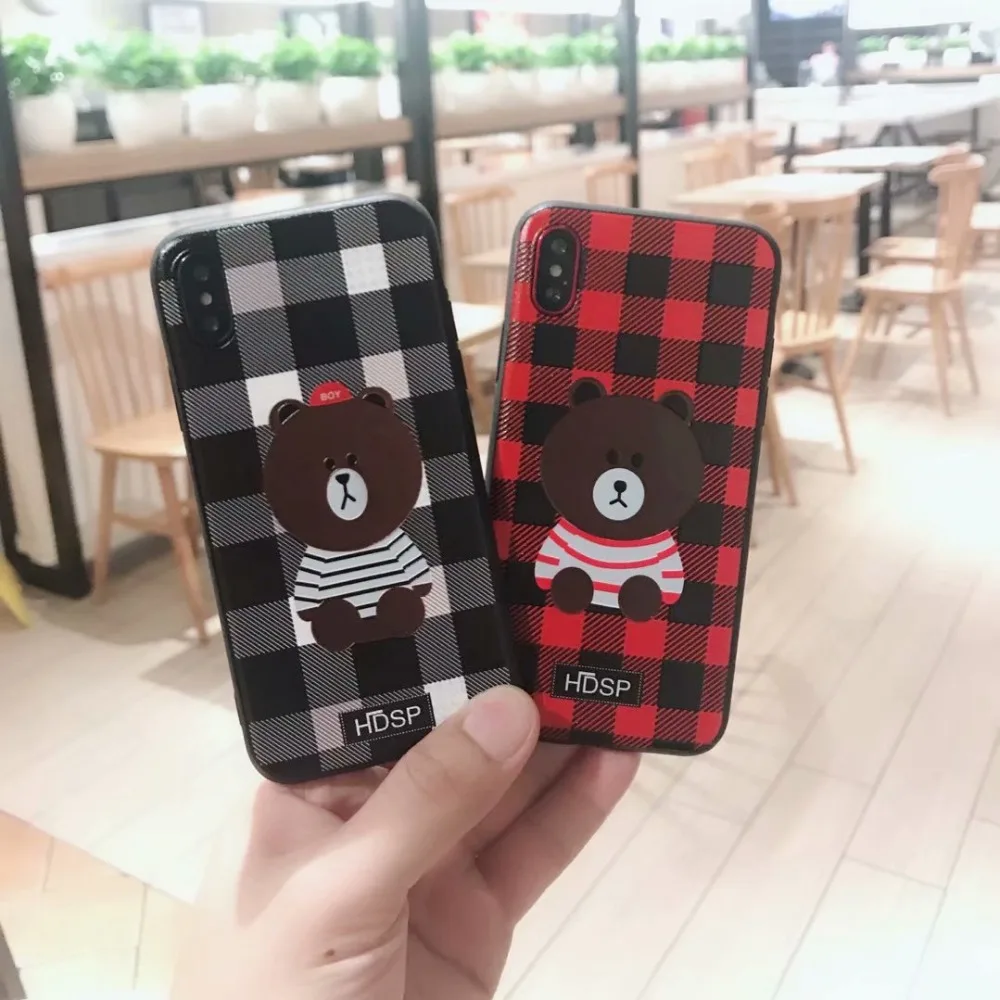 

PHONE BAG CASE FOR APPLE IPHONE 7 8 PLUS X 6S 6 PLUS COOL BEAR CARTOON Cover Cases WITH LANYARD STAND HOLDER FUNDAS CAPA COQUE