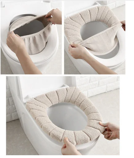 

Universal Soft Heated Washable Toilet Seat Mat Set for Home Decor Closestool Mat Seat Case Warmer Toilet Lid Cover Accessories
