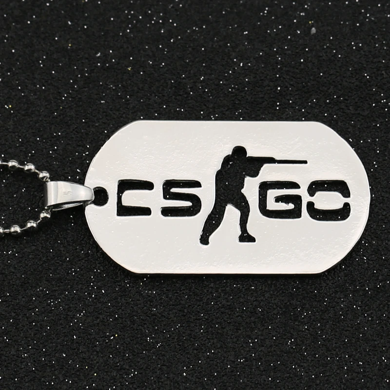 

CS GO Necklace Counter Strike CSGO Logo Dog Tag Silver Pendant Fashion New Statement Game Stainless Steel Jewelry Men Wholesale