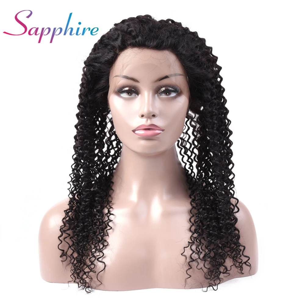 Sapphire Human Hair Peruvian Deep Wave 360 Lace Frontal Pre Plucked with Baby Hair Free Part 100% Non Remy Human Hair Natural