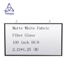 Thinyou projector screen 100 inch 16:9 Matte White Fabric Fiber Glass Wall Mounted curtain Home Theater Or Business Meeting