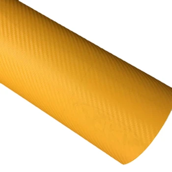 

DIY 30x127 3D Carbon Fiber Decal Vinyl Film Wrap Roll Adhesive Car Sticker Sheet yellow