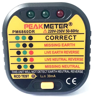 

220V-250V EU Plug Socket Tester PM6860DR Automatic Electric Socket Tester Plug For Home Appliance Testing Tool