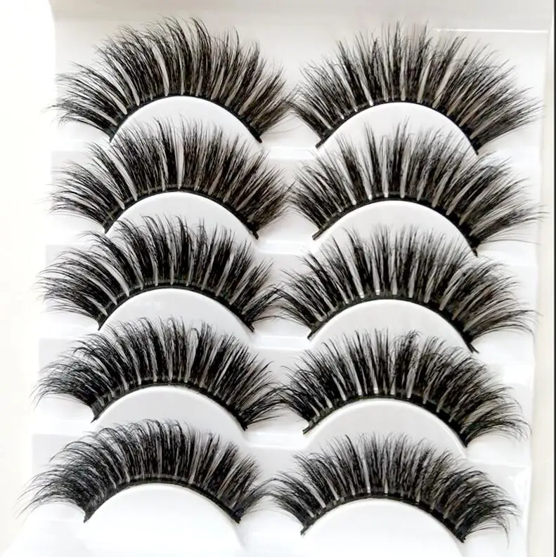 5 пар роскошных норковых волос накладные ресницы толстые скрученные полностью полосы ресницы, наращивание ресниц Модные женские глаза натуральный макияж
