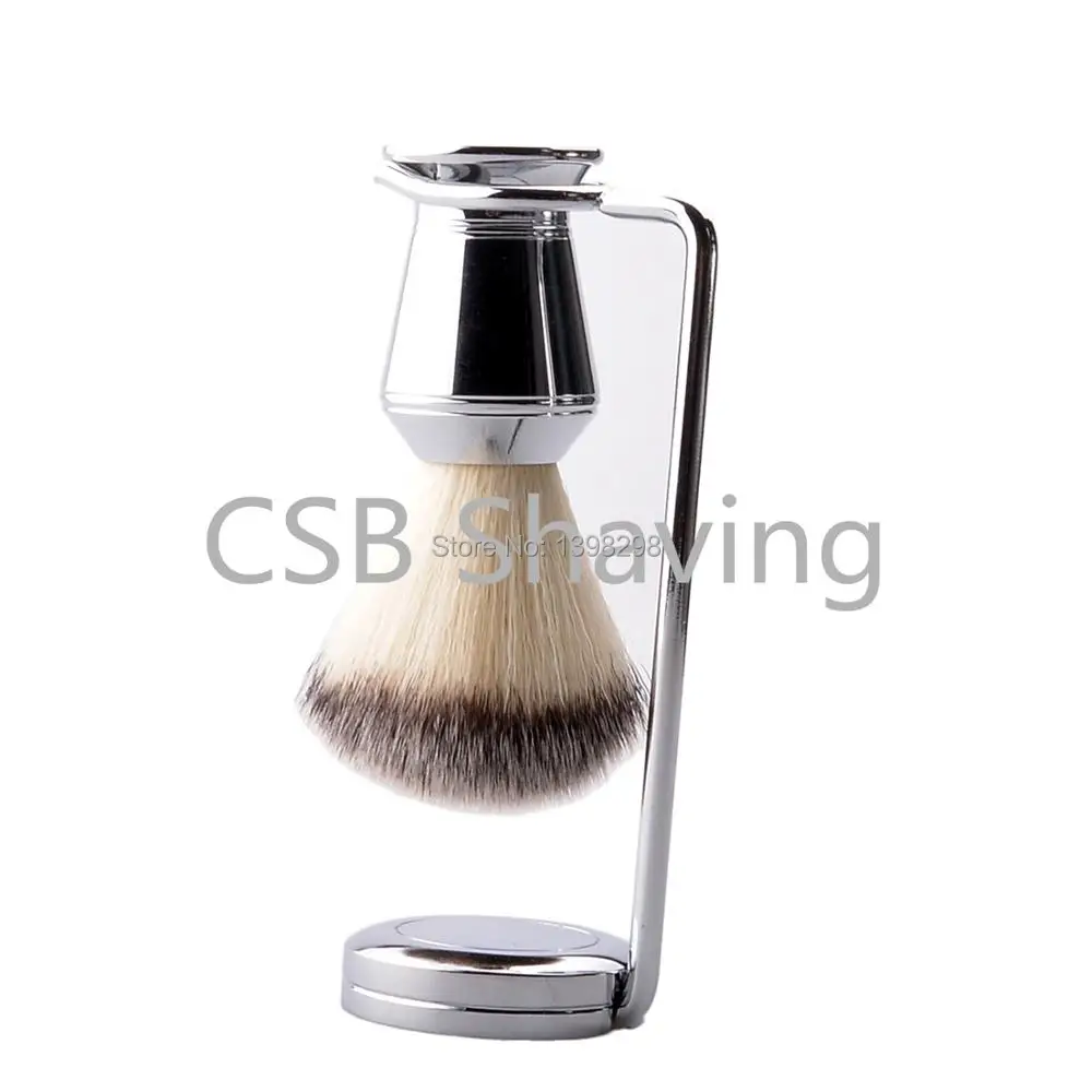 

CSB promotion shaving set chrome handle synthetic hair beard brush with stand holder kit