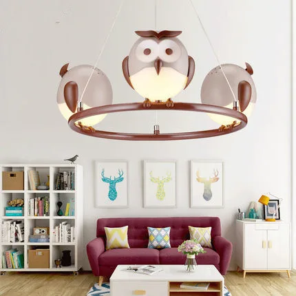 

New Cartoon Chandelier Child Eye Care Lamp Boy Girl Room Warm Creative Cute Owl Bedroom Light Kids Room Decoration Pendant Lamp