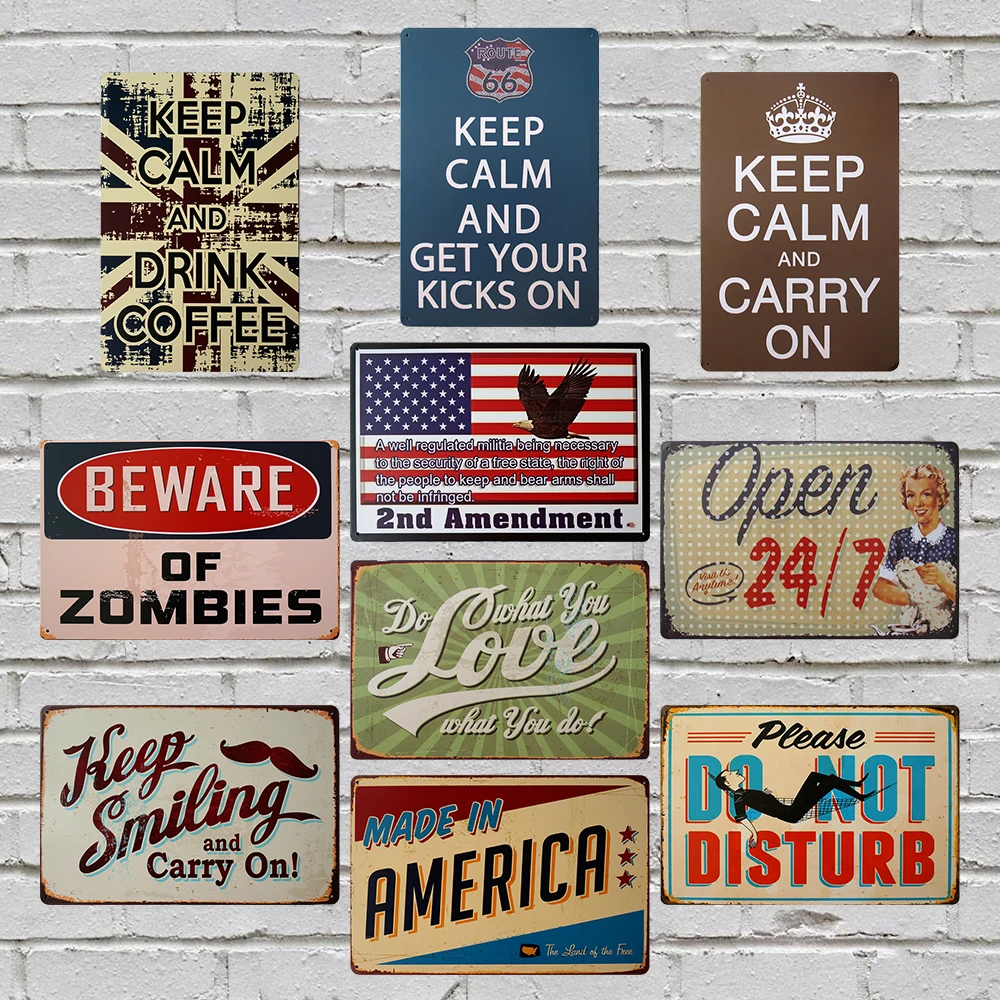 Keep Calm and Carry On Vintage Tin Signs Bar Pub Cafe Shop Gallery Home
