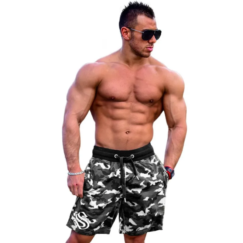 

2019 New Summer Mens Camouflage Bodybuilding Calf Length Jogger Mens Shorts Sweatpants Gyms Fitness Man Workout Shorts