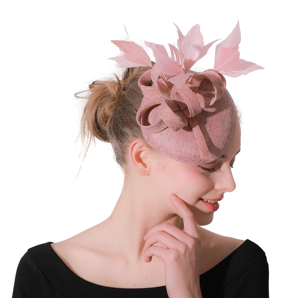Одежда высшего качества свадебный головной убор Sinamay в британском стиле свадебные туфли розового цвета шляпы Кентукки Дерби церковь Свадебная вечеринка, фетровая шляпка шерстяная Шапки