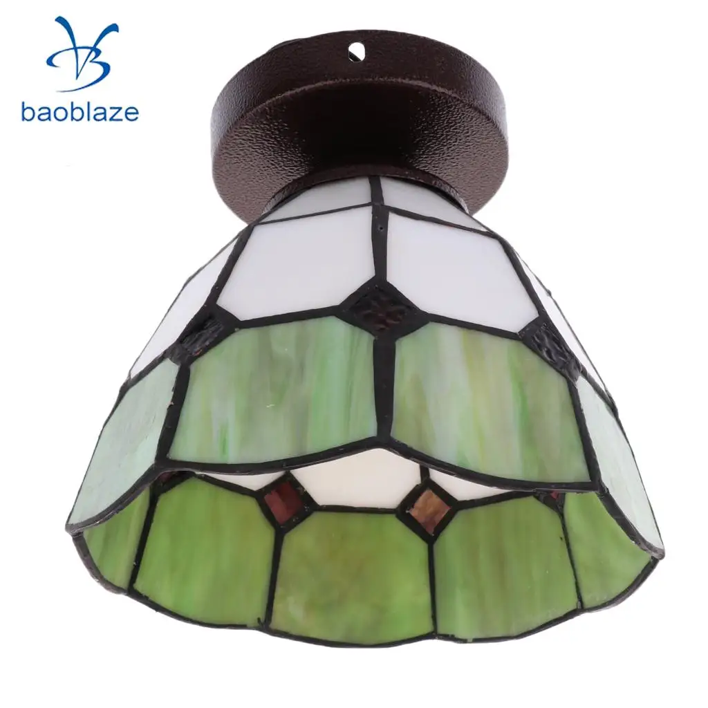 E27 Glass Mediterranean Style Body Surface Flush Mount Ceiling Light Lampshade Bulb Cover 110-220V