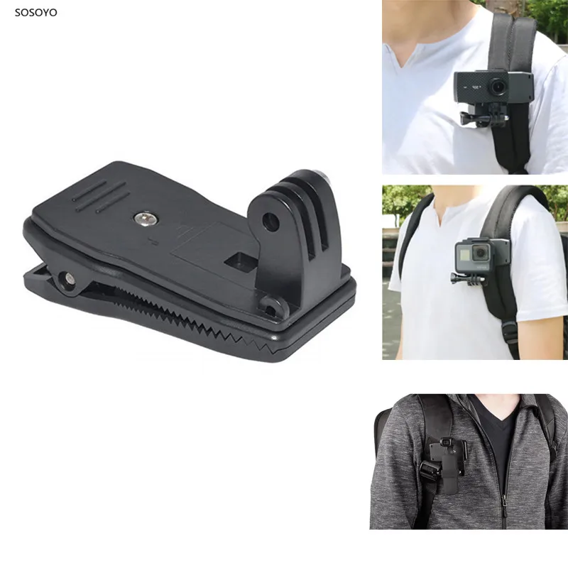 

Backpack Clip Clamp 360 Degree Rotary Clip with Frame Adapter For gopro Hero 7 6 5 Xiaomi Yi DJI OSMO Pocket Camera Accessories