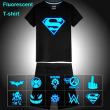 Летние неоновые, флуоресцентные «Супермен», «Бэтмен», «Человек-паук»; с принтом Повседневное хлопковая детская футболка с длинными рукавами с Для мужчин комплекты майка, футболка и шорты, штаны