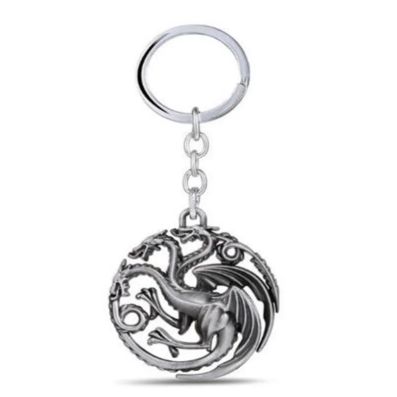 

10pcs/lot Wholesale Game of Throne Key Chain A Song of Ice and Fire Key Rings Gift Chaveiro Car Keychain Targaryen Key Holder
