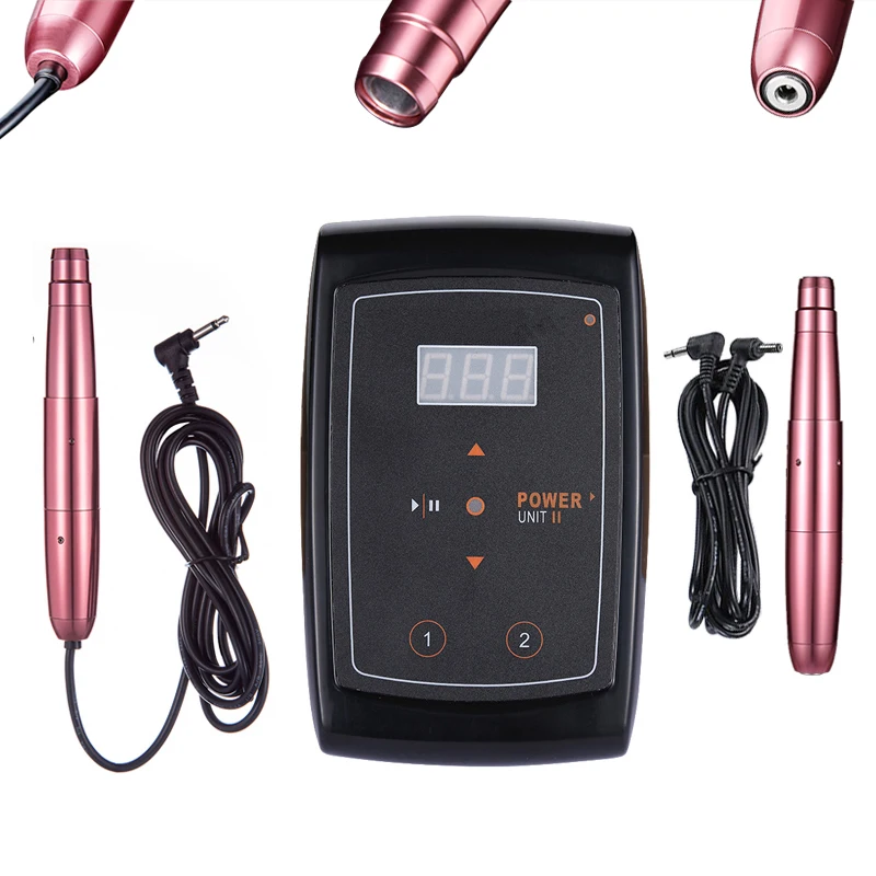 New Arrival Rose Permanent Makeup Machine Pen Kits With Swiss Motor Permanent Makeup Tattoo Power Supply For Tattoo Eyebrow Lip 