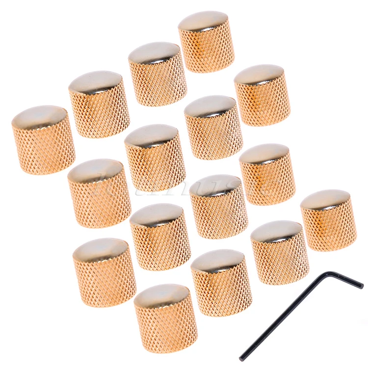 16 Pieces Metal Dome Gold Knob for Fender Tele Strat Guitar Replacement