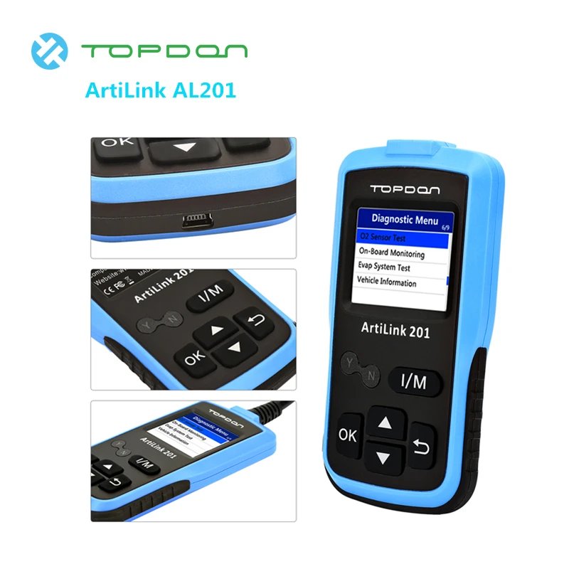 

TOPDON ArtiLink AL201 Auto Diagnostic tools 12V OBD2 Scanner Reading Clearing Trouble Codes Built-in DTC Definition Code Reader