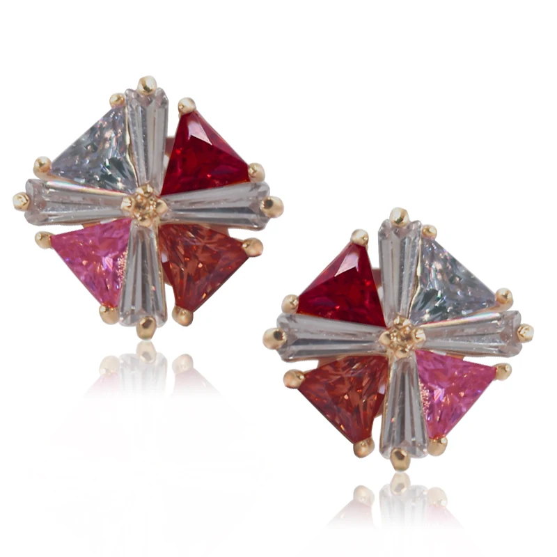 

NJ 2019 New Arrival NO Fade Colorful Natural Crystal Woman Stud Earrings Stainless Steel Gold Color Fashion Jewelry