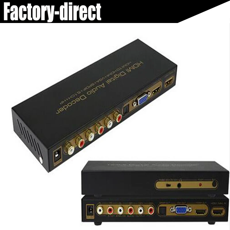 

HDMI to VGA converter with Optical Spdif Dolby Audio Decoder( 6CH RCA)+power adapter