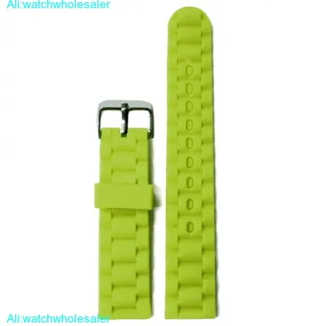 20mm Neon Green Color Silicone Jelly Rubber Unisex Watch Band Straps WB1060G20JB
