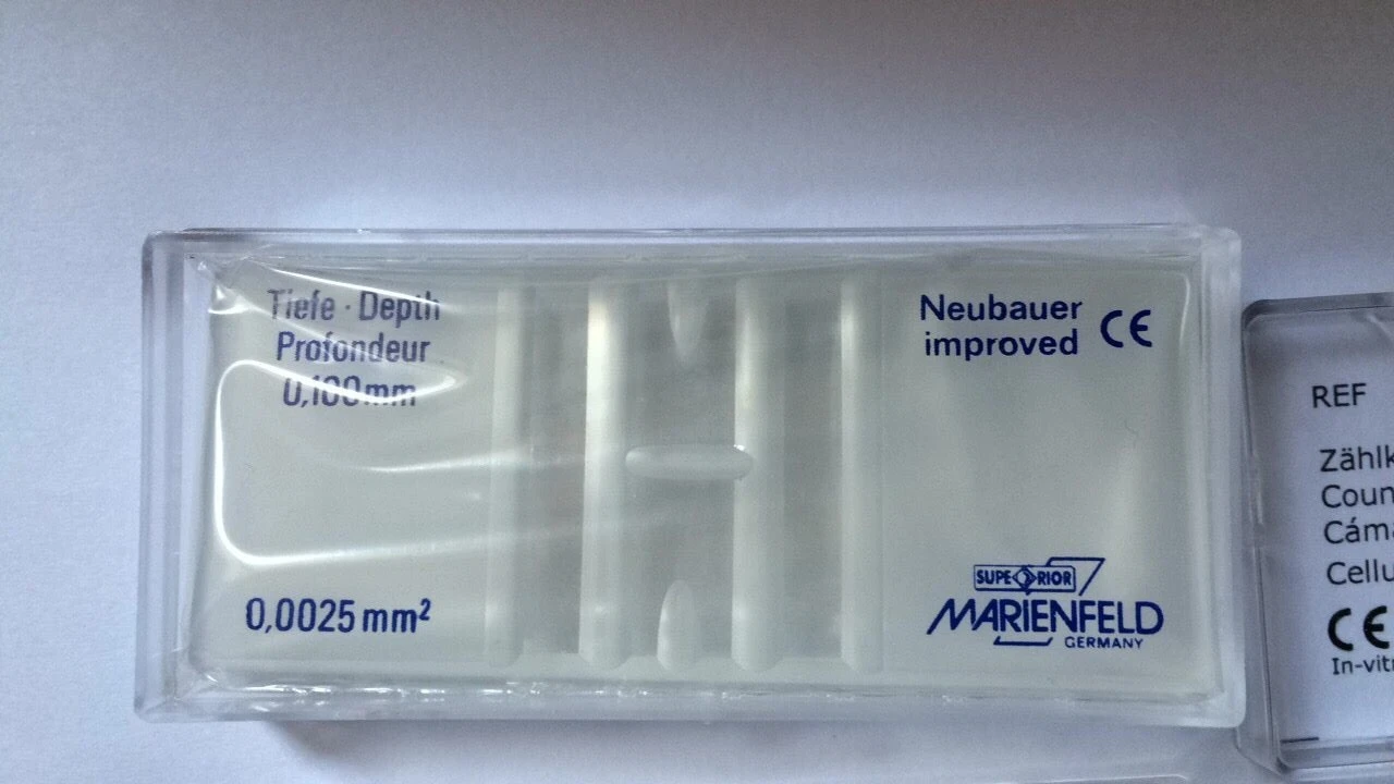 

For Marienfeld Blood Cell Counting Board Calculation Disk Neubauer improved Dark-Line 0650010 Dark Line Transparent Bottom