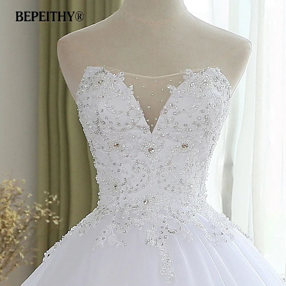 BEPEITHY Милое Свадебное платье с декольте 2019 Robe De Mariage суд поезд Свадебные платья в стиле винтаж